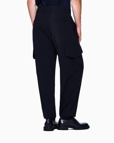 A|x Armani Exchange Single-pleat Pure Virgin Wool Crêpe Trousers