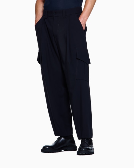 A|x Armani Exchange Single-pleat Pure Virgin Wool Crêpe Trousers