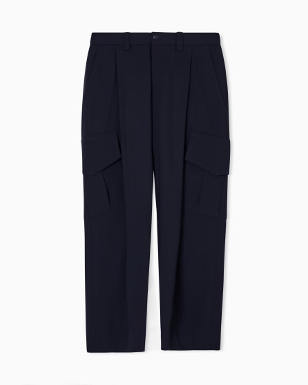 a|x armani exchange Single-pleat pure virgin wool crêpe trousers