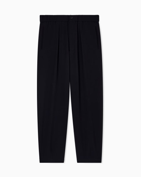 a|x armani exchange Single-pleat pure virgin wool crêpe trousers