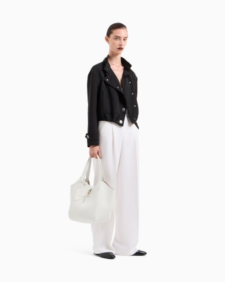 A|x Armani Exchange Single-pleat Silk Crêpe Cady Trousers