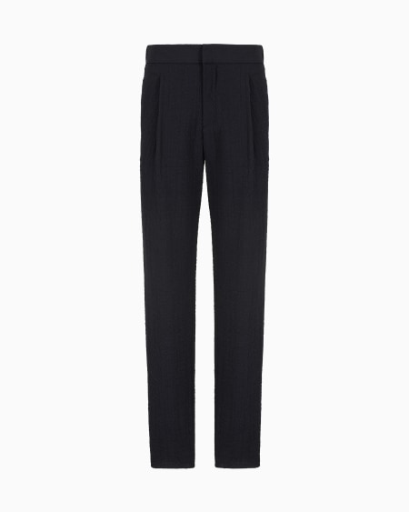 a|x armani exchange Single-pleat stretch-wool trousers