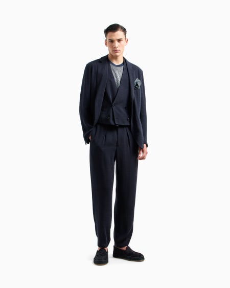 A|x Armani Exchange Single-pleat Trousers In A Chevron Cupro And Viscose