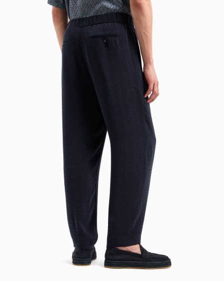 A|x Armani Exchange Single-pleat Trousers In A Chevron Cupro And Viscose