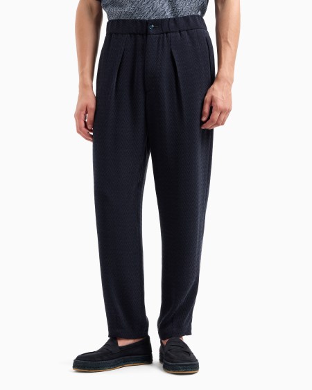 A|x Armani Exchange Single-pleat Trousers In A Chevron Cupro And Viscose