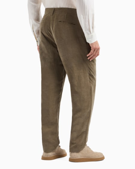 A|x Armani Exchange Single-pleat Trousers In Linen And Lyocell