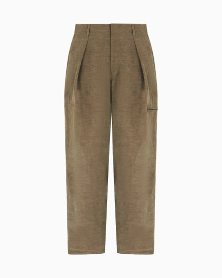 a|x armani exchange Single-pleat trousers in linen and Lyocell
