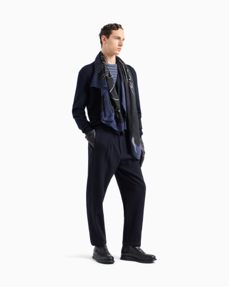 A|x Armani Exchange Single-pleat Virgin Wool And Cashmere Seersucker Trousers