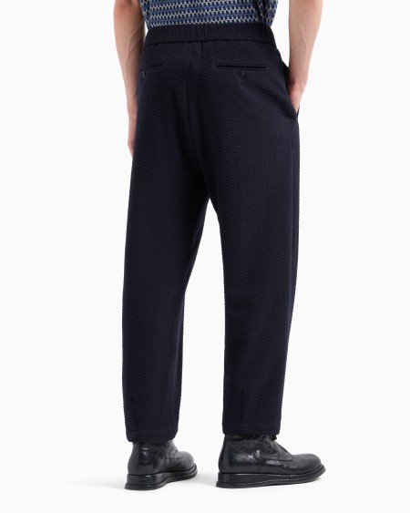 A|x Armani Exchange Single-pleat Virgin Wool And Cashmere Seersucker Trousers