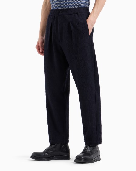 A|x Armani Exchange Single-pleat Virgin Wool And Cashmere Seersucker Trousers