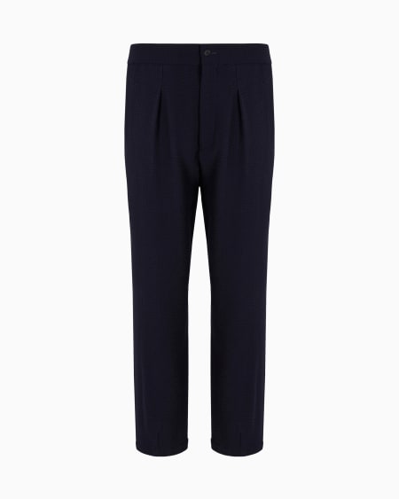 a|x armani exchange Single-pleat virgin wool and cashmere seersucker trousers