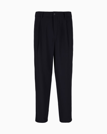 a|x armani exchange Single-pleat virgin wool trousers