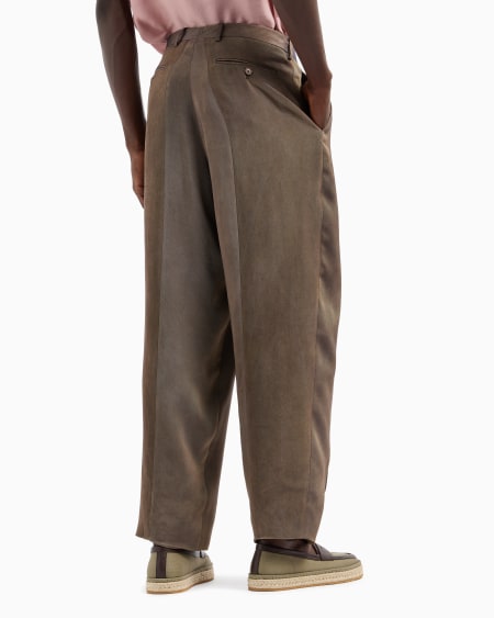 A|x Armani Exchange Single-pleat Viscose Twill Trousers