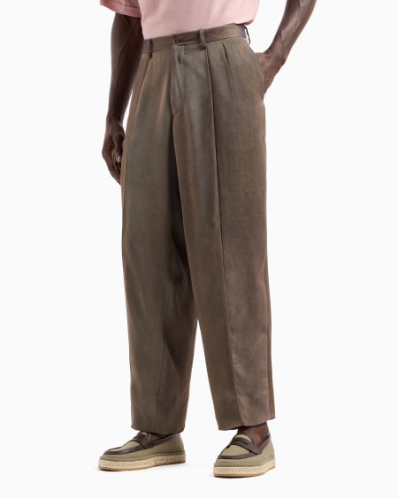 A|x Armani Exchange Single-pleat Viscose Twill Trousers
