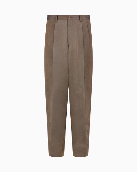 a|x armani exchange Single-pleat viscose twill trousers
