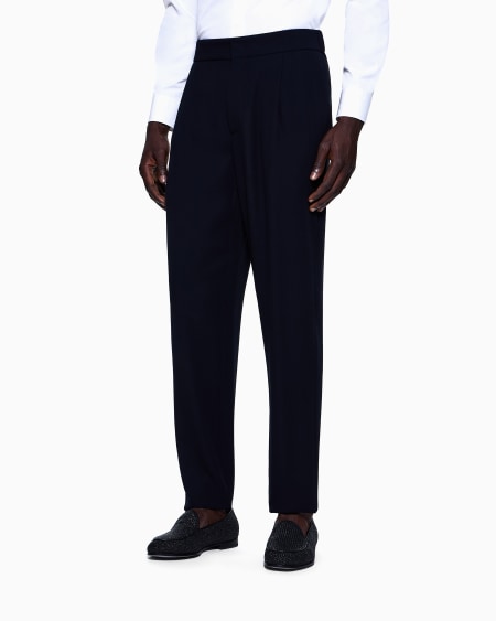 A|x Armani Exchange Single-pleat Wool-crêpe Trousers