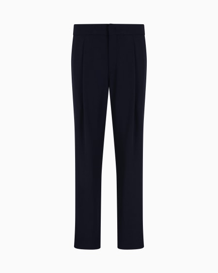 a|x armani exchange Single-pleat wool-crêpe trousers