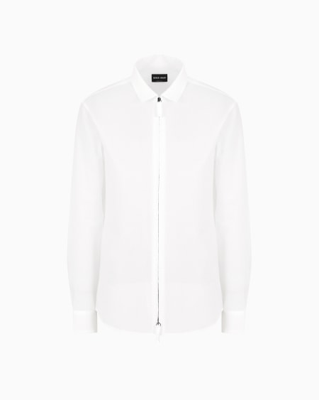a|x armani exchange Slim-fit cotton seersucker shirt with zip