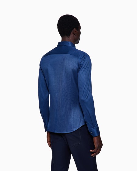 A|x Armani Exchange Slim-fit Micro-armure Cotton Jersey Zip-up Shirt