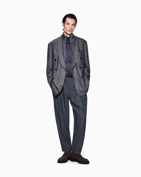 A|x Armani Exchange Slim-fit Micro-jacquard Silk And Cotton Jersey Shirt