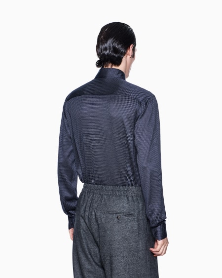 A|x Armani Exchange Slim-fit Micro-jacquard Silk And Cotton Jersey Shirt