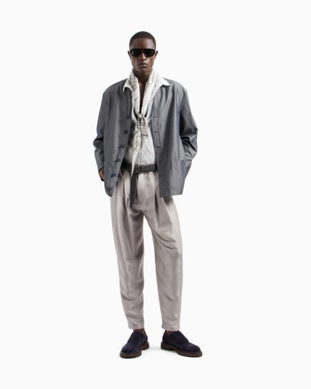 A|x Armani Exchange Slim-fit Striped Cotton Blend Shirt With Zip