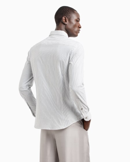 A|x Armani Exchange Slim-fit Striped Cotton Blend Shirt With Zip