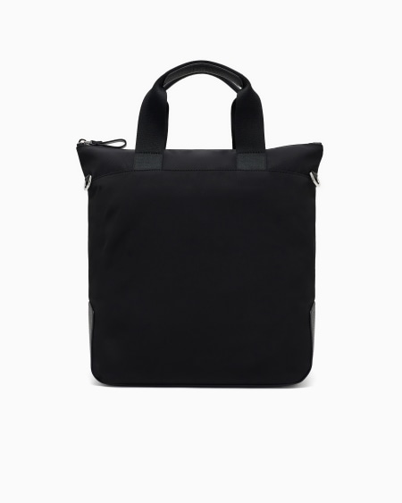 A|x Armani Exchange Small Shopper Bag In Recycled Nylon And Pebbled Leather