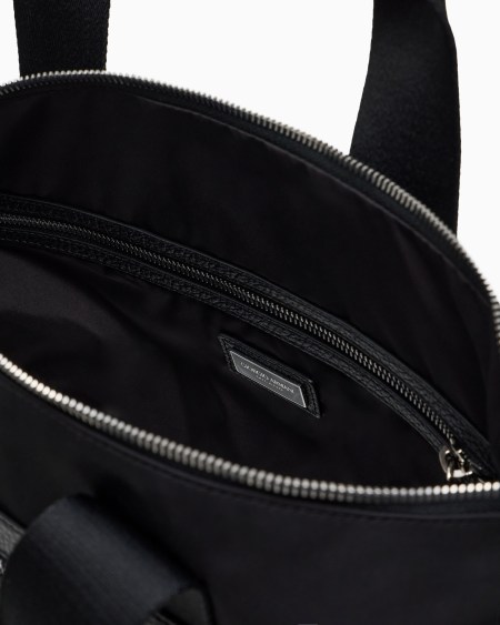 A|x Armani Exchange Small Shopper Bag In Recycled Nylon And Pebbled Leather