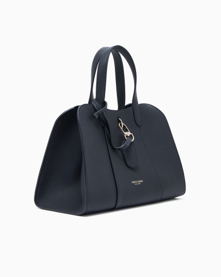 A|x Armani Exchange Small Tote Bag In Pebbled Leather