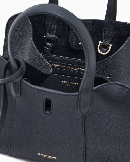 A|x Armani Exchange Small Tote Bag In Pebbled Leather