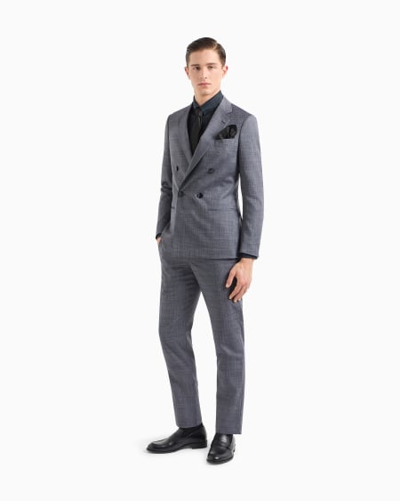 A|x Armani Exchange Soho Line Double-breasted Check Suit In Virgin Wool