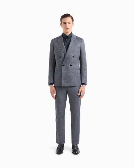 A|x Armani Exchange Soho Line Double-breasted Check Suit In Virgin Wool