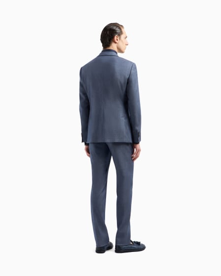 A|x Armani Exchange Soho Line Double-breasted Denim-effect Cashmere And Stretch Cotton Suit