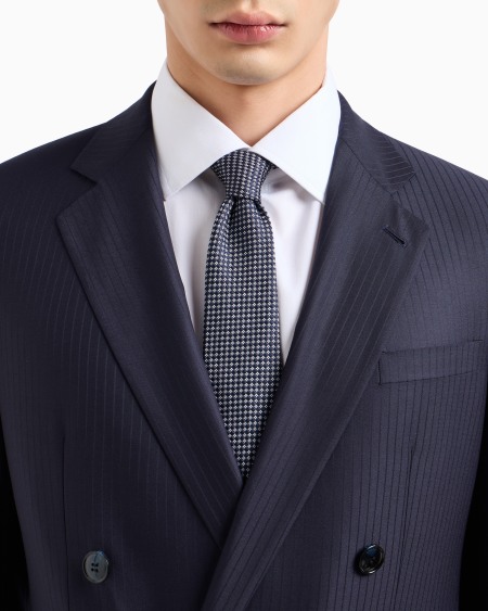 A|x Armani Exchange Soho Line Double-breasted Pinstriped Suit In Virgin Wool