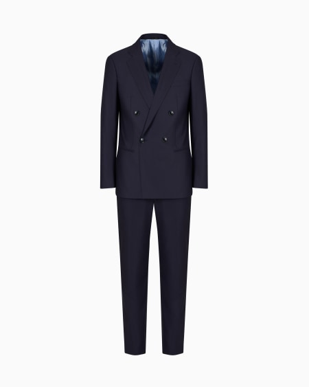 a|x armani exchange Soho Line double-breasted pinstriped suit in virgin wool
