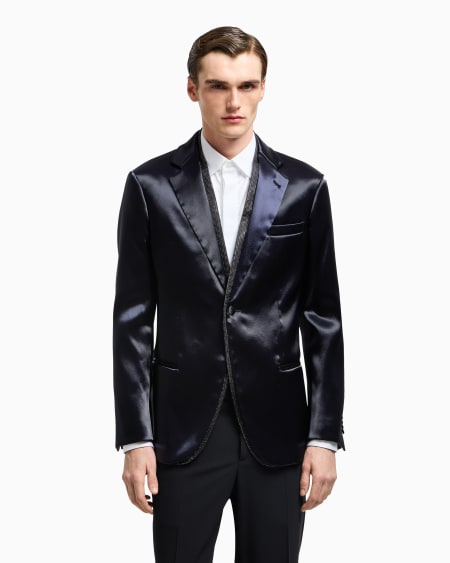 A|x Armani Exchange Soho Line Silk-blend Rhinestone Tuxedo Jacket