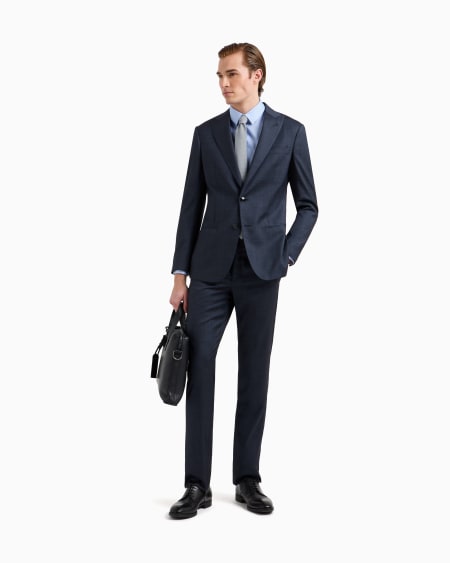 A|x Armani Exchange Soho Line Single-breasted Suit In A Chambray-effect Wool And Silk