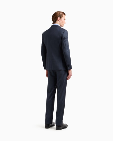 A|x Armani Exchange Soho Line Single-breasted Suit In A Chambray-effect Wool And Silk