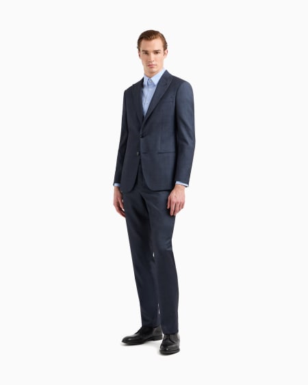 A|x Armani Exchange Soho Line Single-breasted Suit In A Chambray-effect Wool And Silk