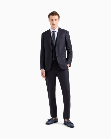 A|x Armani Exchange Soho Line Single-breasted Suit In Micro-gingham Wool