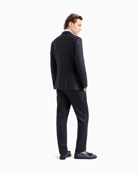 A|x Armani Exchange Soho Line Single-breasted Suit In Micro-gingham Wool