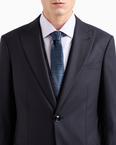 A|x Armani Exchange Soho Line Single-breasted Suit In Micro-gingham Wool