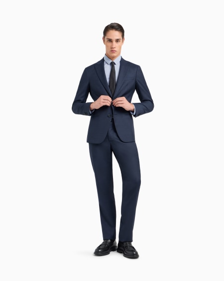 A|x Armani Exchange Soho Line Single-breasted Suit In Pinpoint-effect Virgin Wool