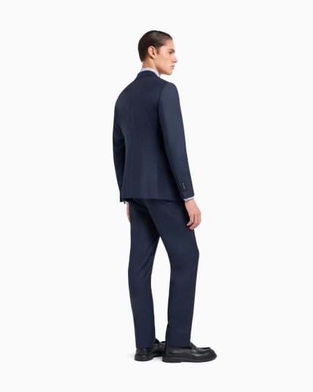 A|x Armani Exchange Soho Line Single-breasted Suit In Pinpoint-effect Virgin Wool