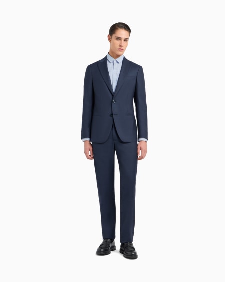 A|x Armani Exchange Soho Line Single-breasted Suit In Pinpoint-effect Virgin Wool