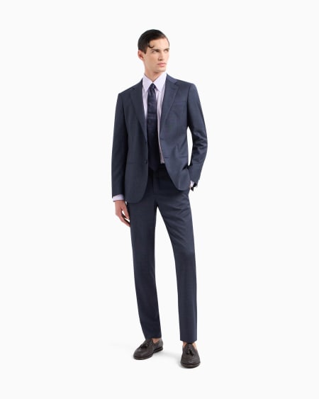 A|x Armani Exchange Soho Line Single-breasted Suit In Pinpoint-effect Virgin-wool Serge