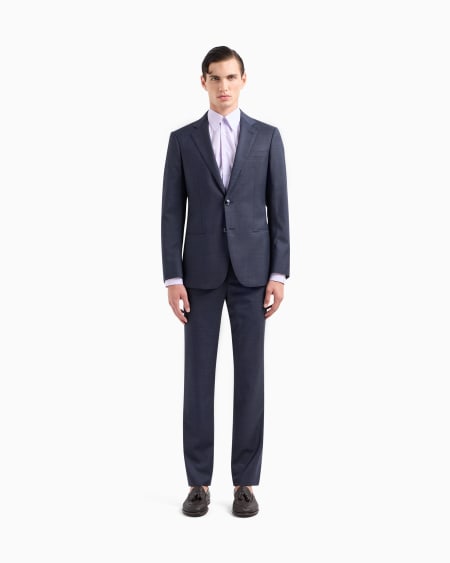 A|x Armani Exchange Soho Line Single-breasted Suit In Pinpoint-effect Virgin-wool Serge