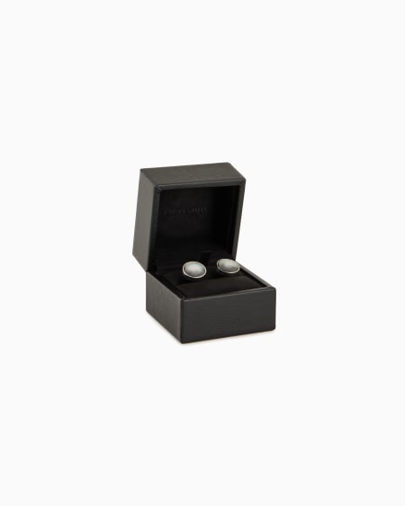 A|x Armani Exchange Sterling Silver And Mother Of Pearl Round Cufflinks