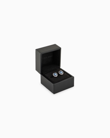 A|x Armani Exchange Sterling Silver Cufflinks With A Coloured Crystal